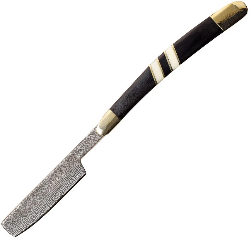 Elk Ridge Faux Damascus Wood and Bone Folding Razor MCER955WBCB