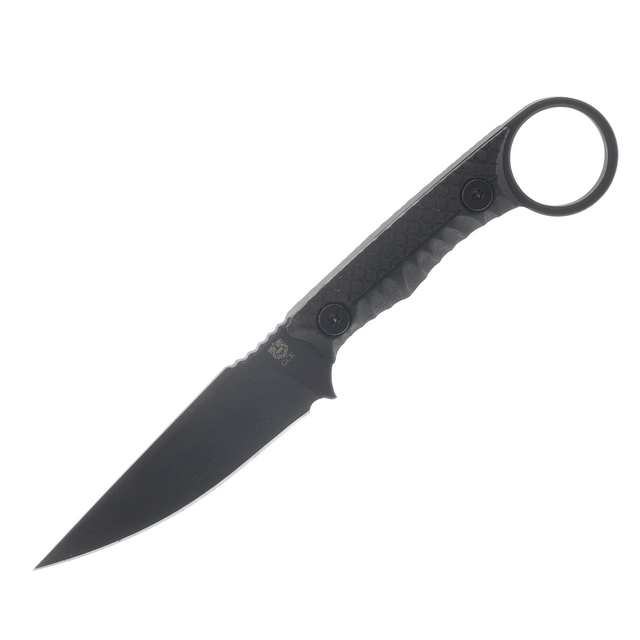 Gahagan Customs Guardian Ringed Fixed Blade with Textured G10 Black Handle GCGUARDBK