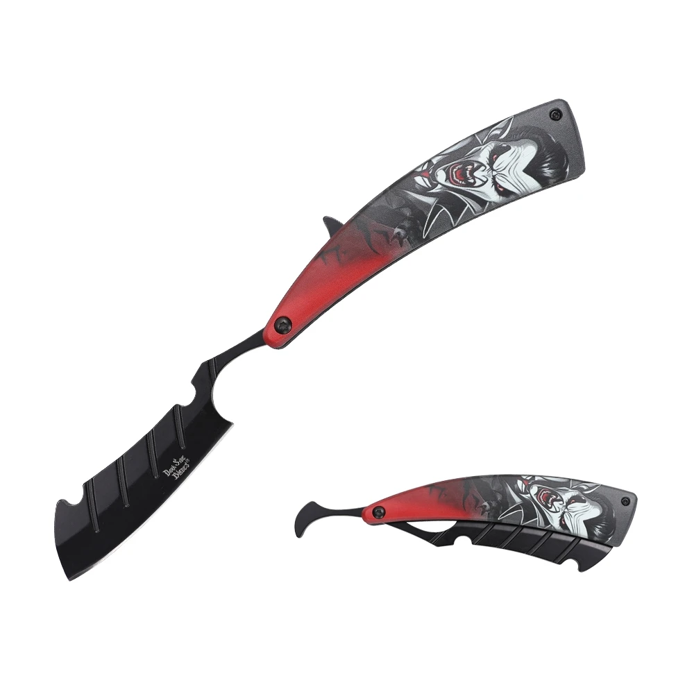 Dark Side Blades Folding Knife Dracula Graphic Red/Gray 4.1in Razor
