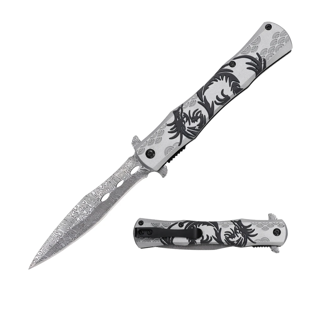 Dark Side Blades Assisted Knife Black Dragon 3.9in Satin Spear Point