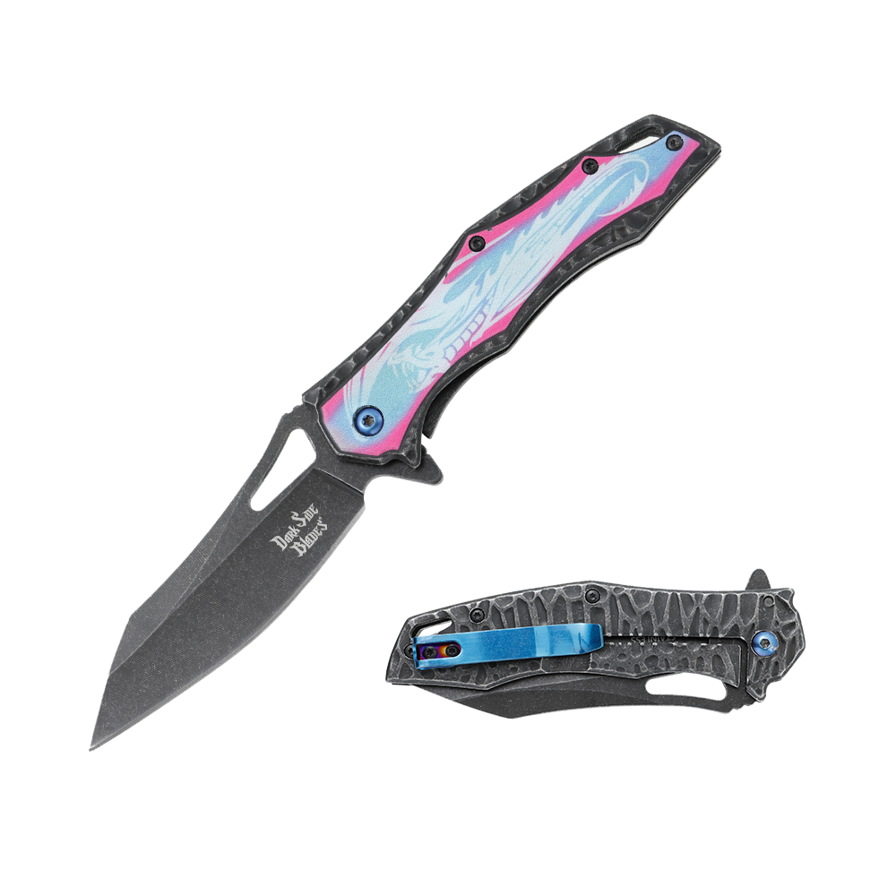 Dark Side Blades Assisted Knife Rainbow Dragon 3.50in SW Reverse Tanto