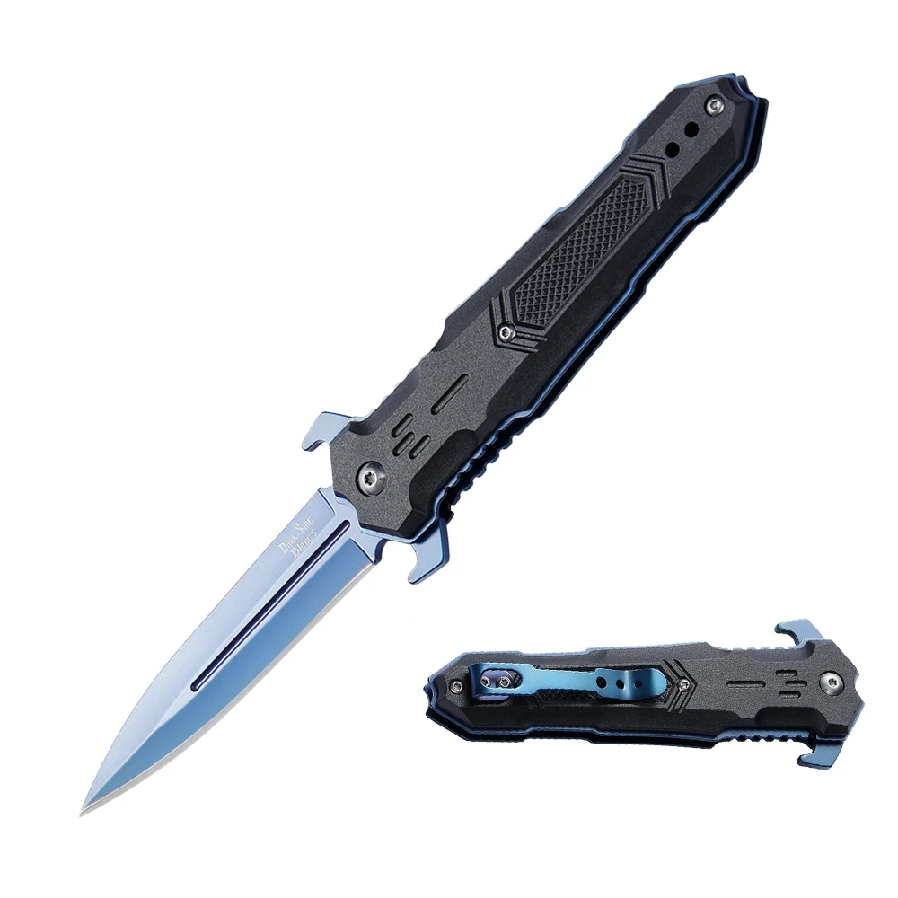 Dark Side Blades Assisted Knife Dagger Blue TiNite 3.68in Spear Point