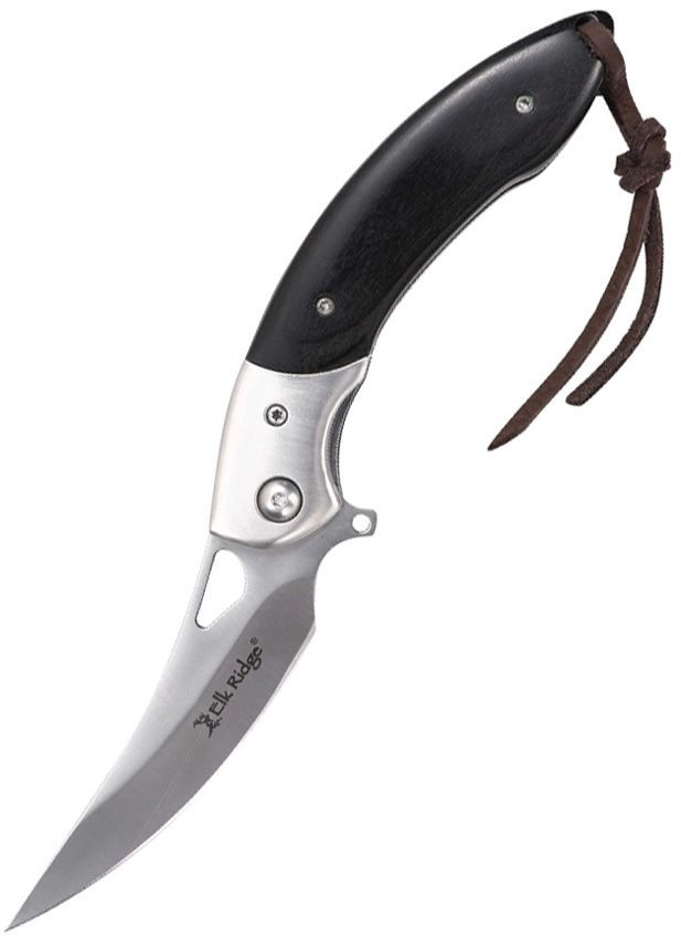 Elk Ridge Smooth Black Wood Linerlock Folding Knife