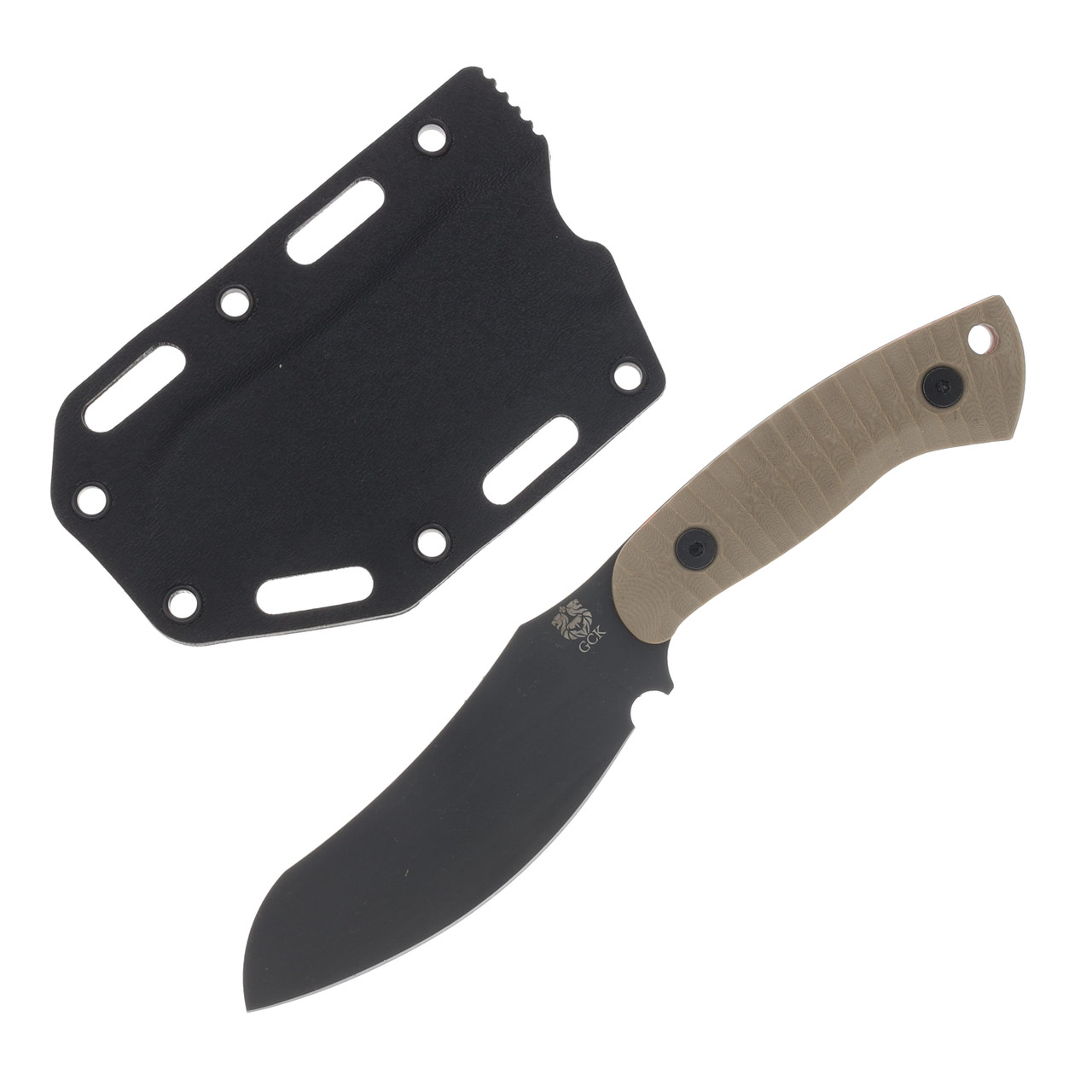 Gahagan Customs Wolfhound Skinning Knife with Orange Liner and Textured G10 Tan Handle