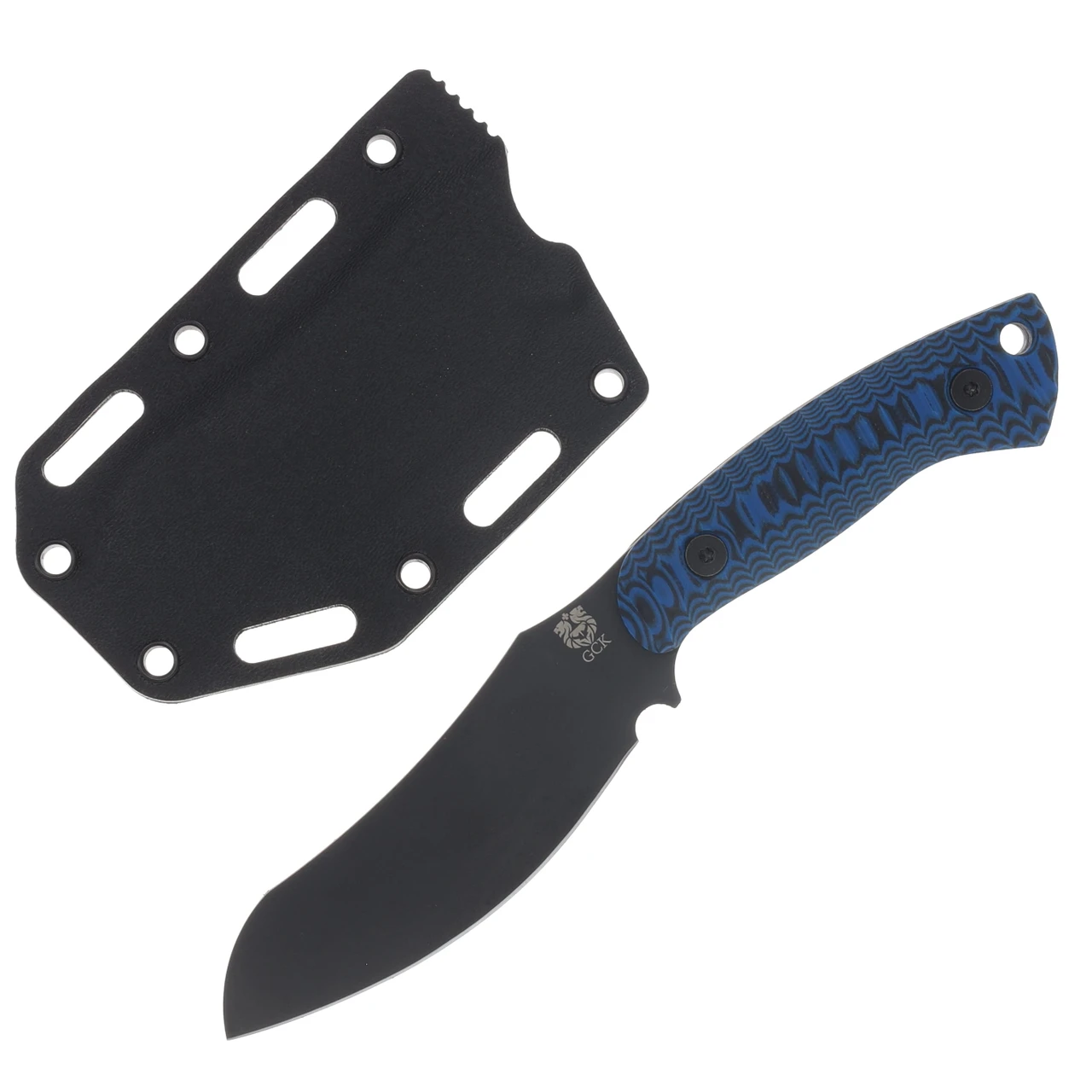 Gahagan Customs Wolfhound Skinning Knife W/Textured G10 Blue-Black GCWOLFBLBK