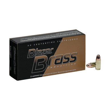 CCI Blazer Brass 9mm Handgun Ammunition 50 Rounds Brass Centerfire 147 Grain FMJ