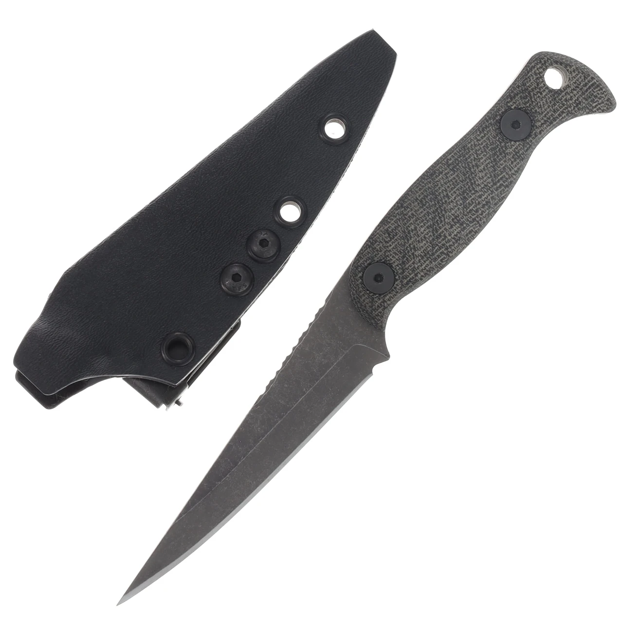 Half Face Blades Congressman - Black Canvas Micarta, Allen Bolts, Textured Grip, Closed Tang Lanyard Hole HFCONBKCANMIC
