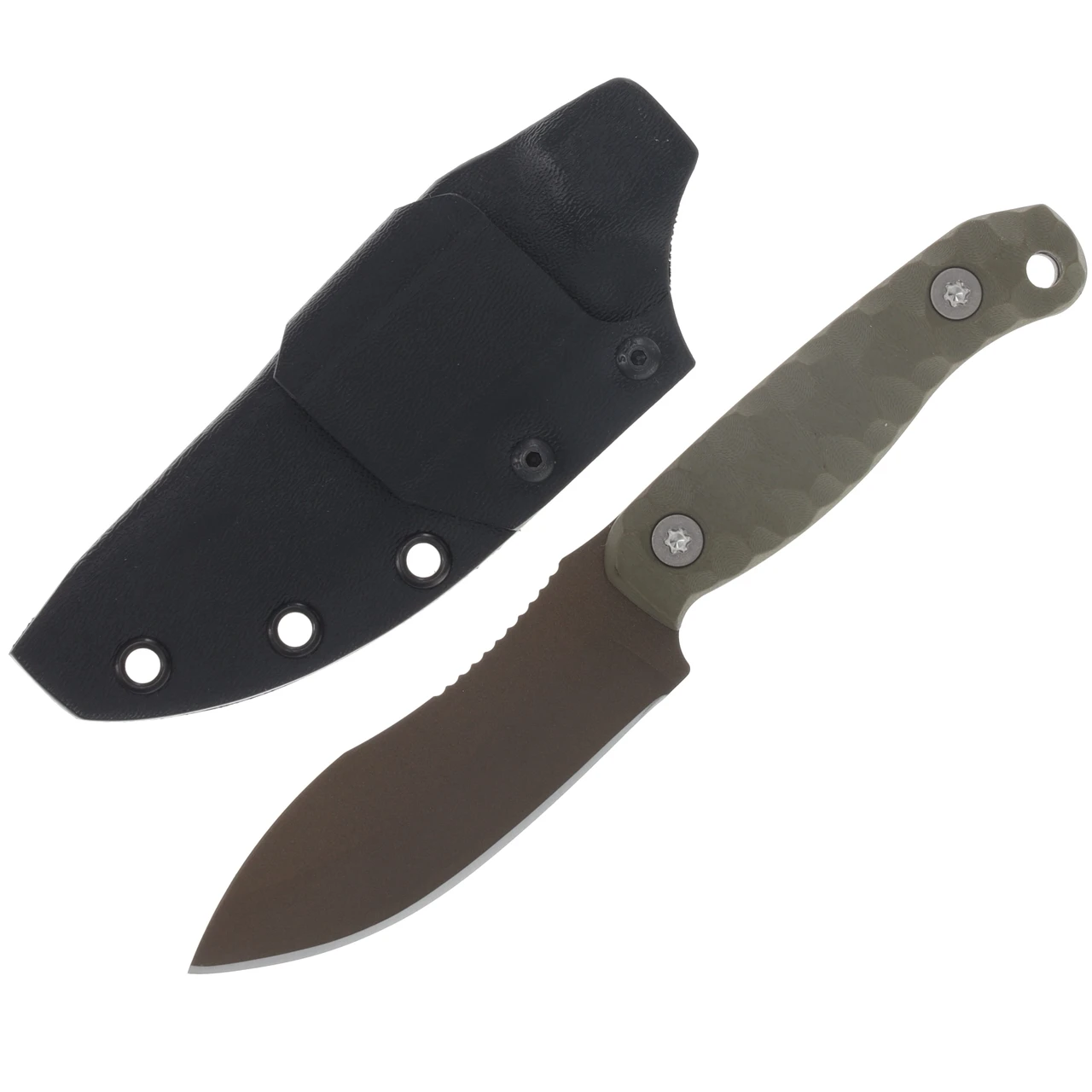 Half Face Blades Skinner Jr- OD Green G10, Midnight Bronze Cerakote, Ti Torx Bolts, Textured Grip HFSKINJRODG10MIDBZ