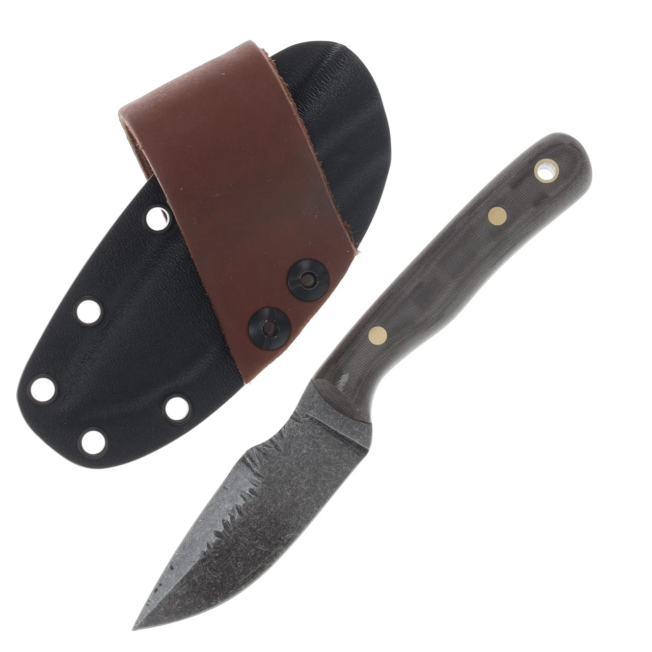 Samuel Riner Custom Knives Pellissippi XL Defender SW 80CrV2 Steel Grayman Micarta SRKPELXLDGMM