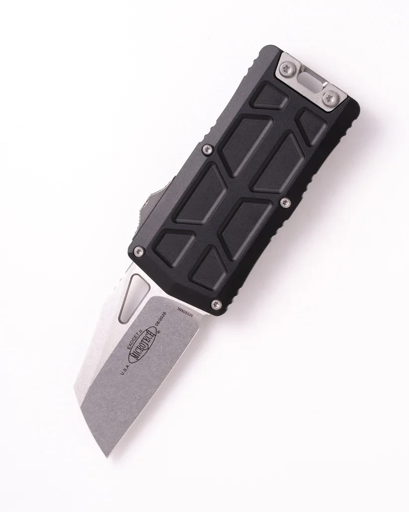 Microtech Exocet II Wharncliffe OTF Auto Stonewash Standard Black AUMT115610