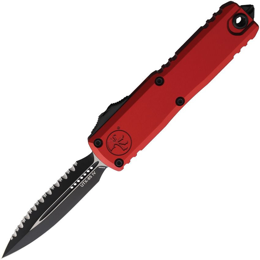 Microtech UTX-85 Gen IV OTF Auto D/E Black Full Serrate Red AUMT123243RD
