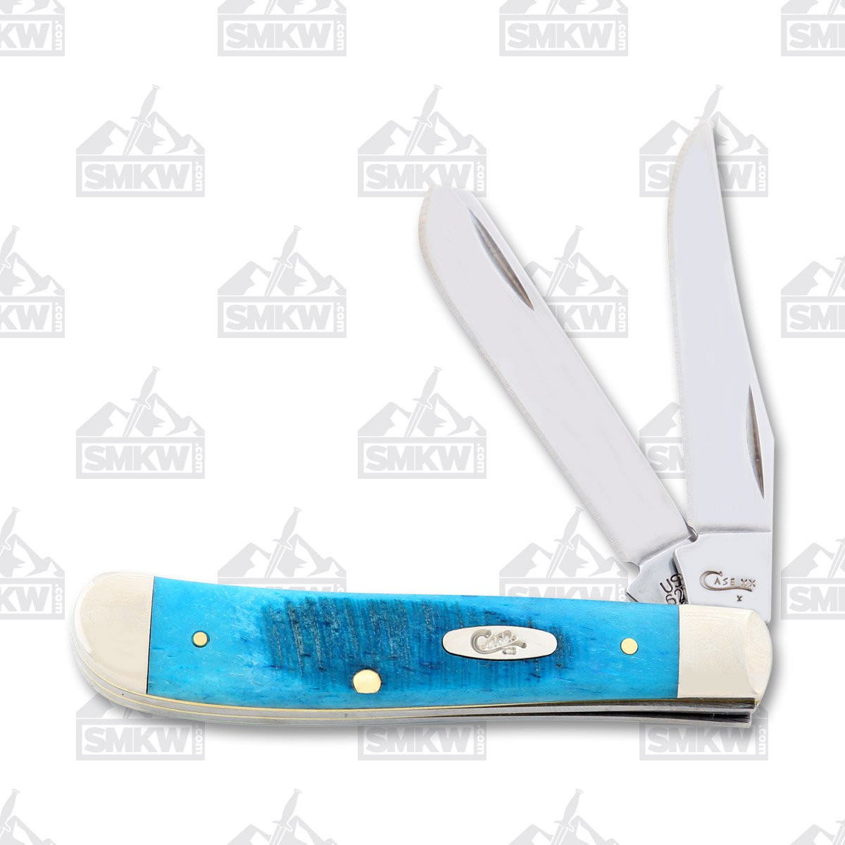 Case Caribbean Blue Sawcut Jigged Bone Mini Trapper Folding Knife