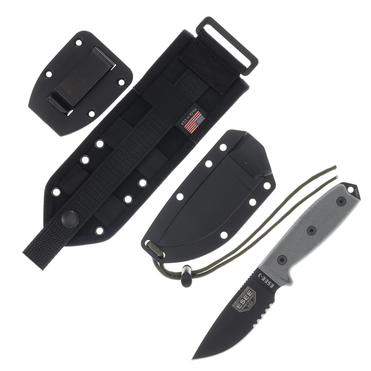 ESEE 3S MB B Fixed Blade Knife 3.88in Partially Serrated Micarta ESEE3SMBB