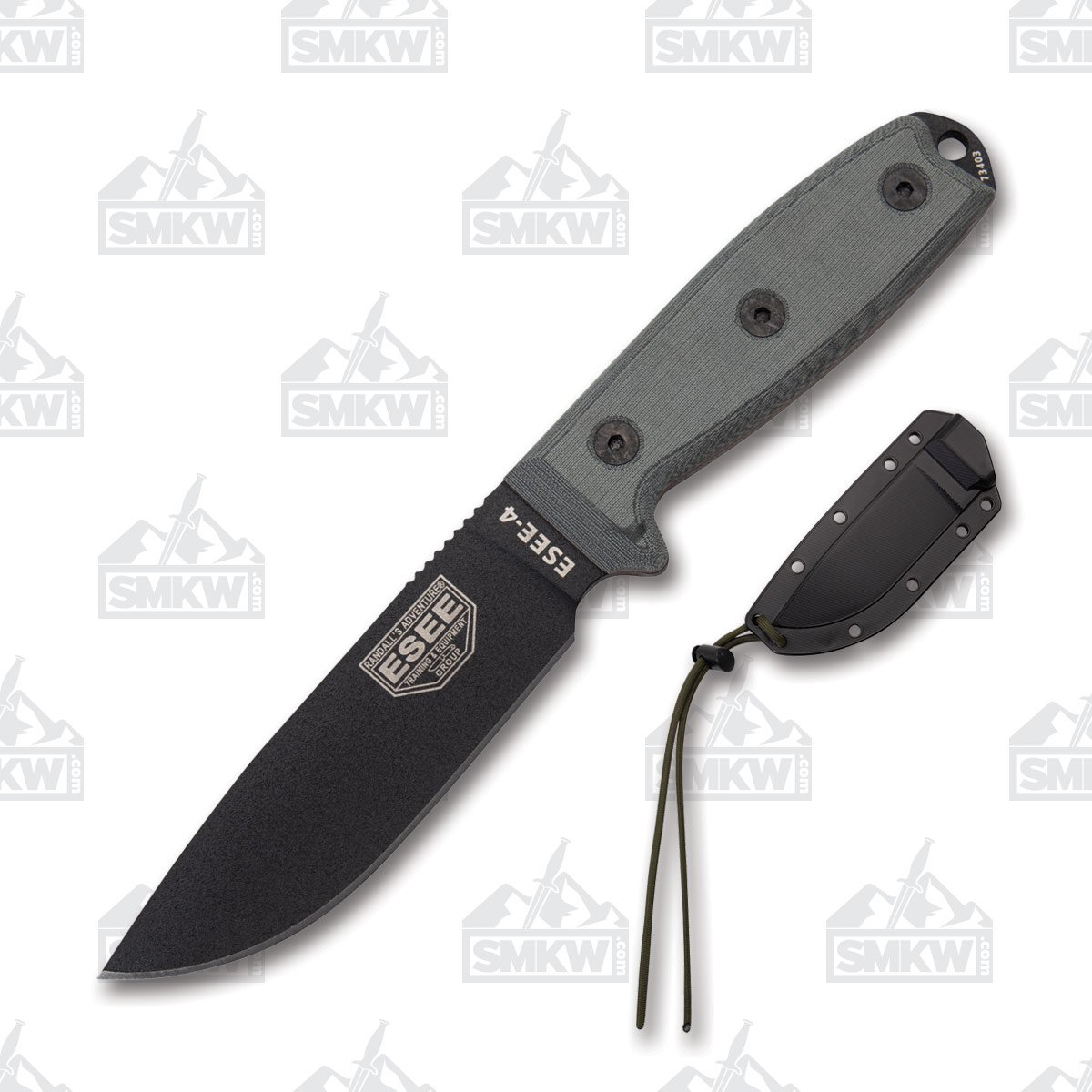 ESEE 4 Fixed Blade Knife 4.5in Plain Edge Gray Micarta