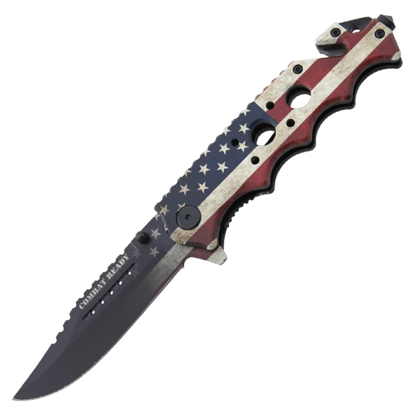 Combat Ready Patriotic Rescue Spring Assisted Clip Point Knife CBR368