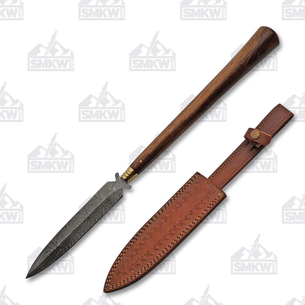 SZCO Supplies Damascus Steel Spear Fixed Blade 21in Overall