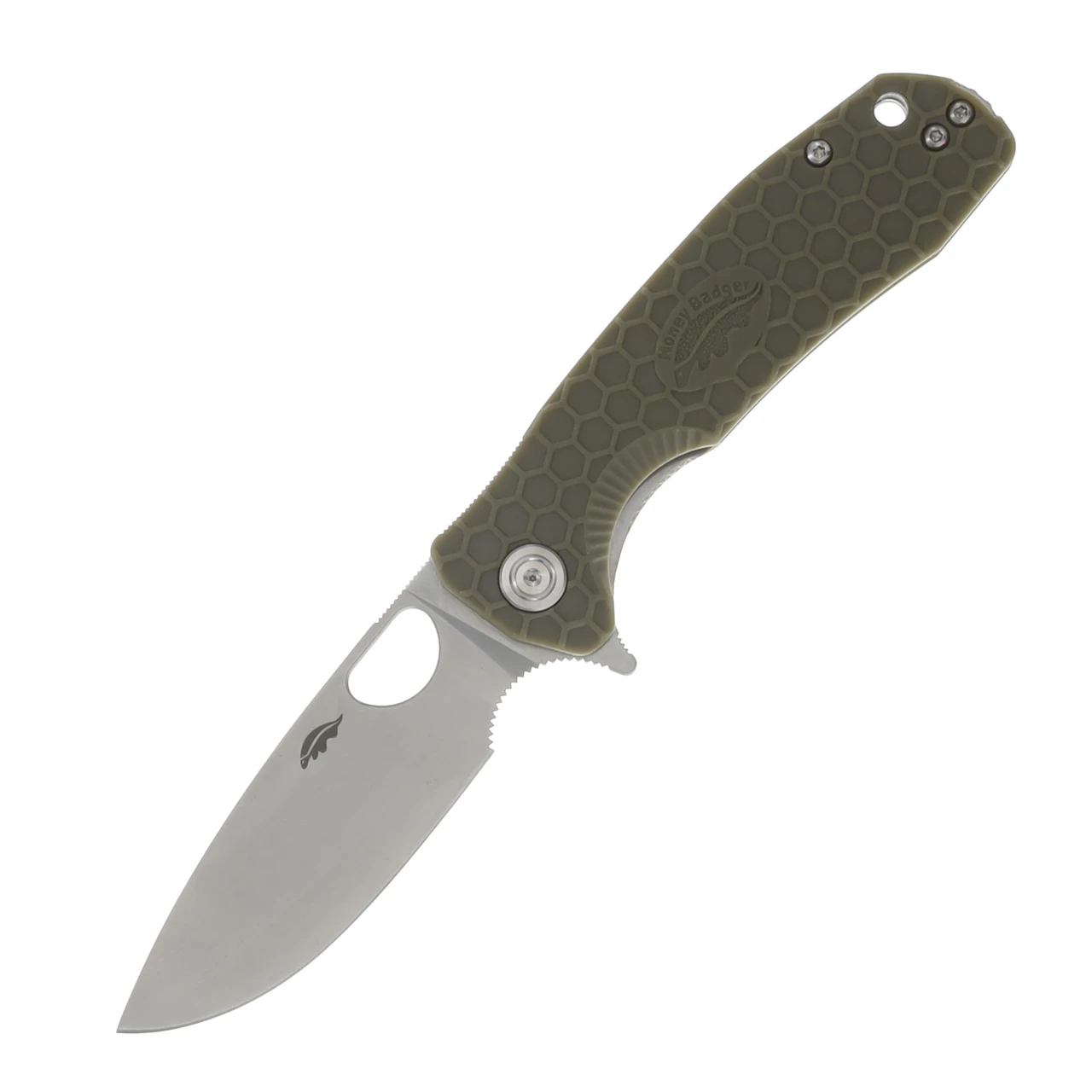 Honey Badger Medium Folding Knife Green 3.19in Plain Satin Drop Point HB1013