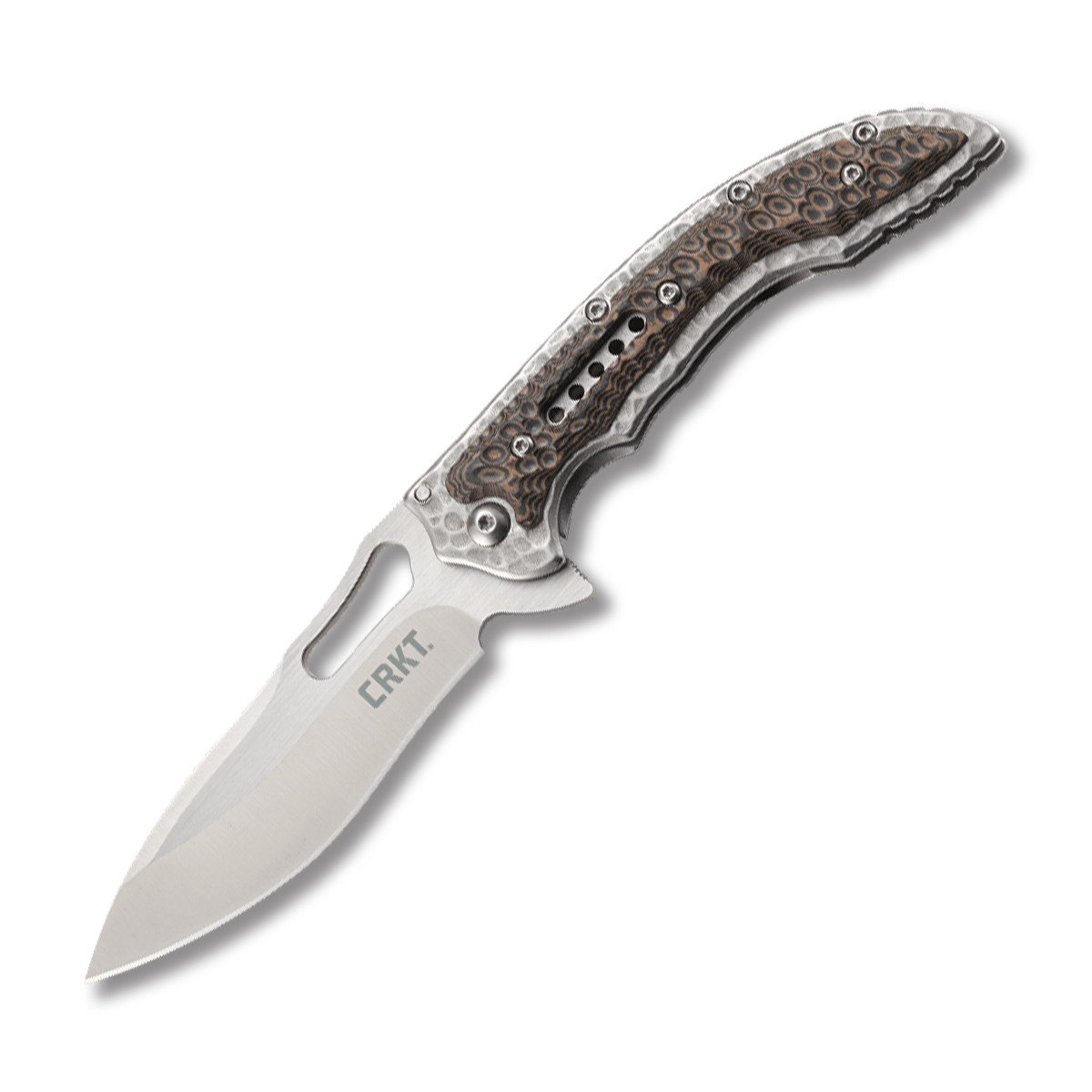 CRKT Fossil Compact Folding Knife Brown G10 3.41in Plain Satin Drop Point