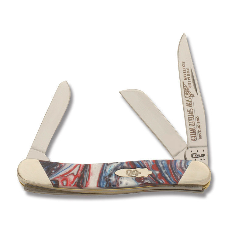 Case XX Slant Bolster Star Spangled Banner Corelon Medium Stockman Folding Knife CAS9318STAR