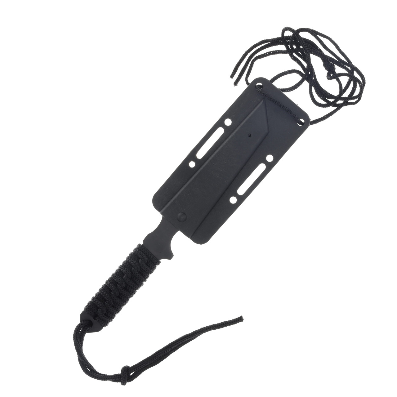 SZCO Supplies Slick Sniper Cord Fixed Blade Knife Black 4in Tanto