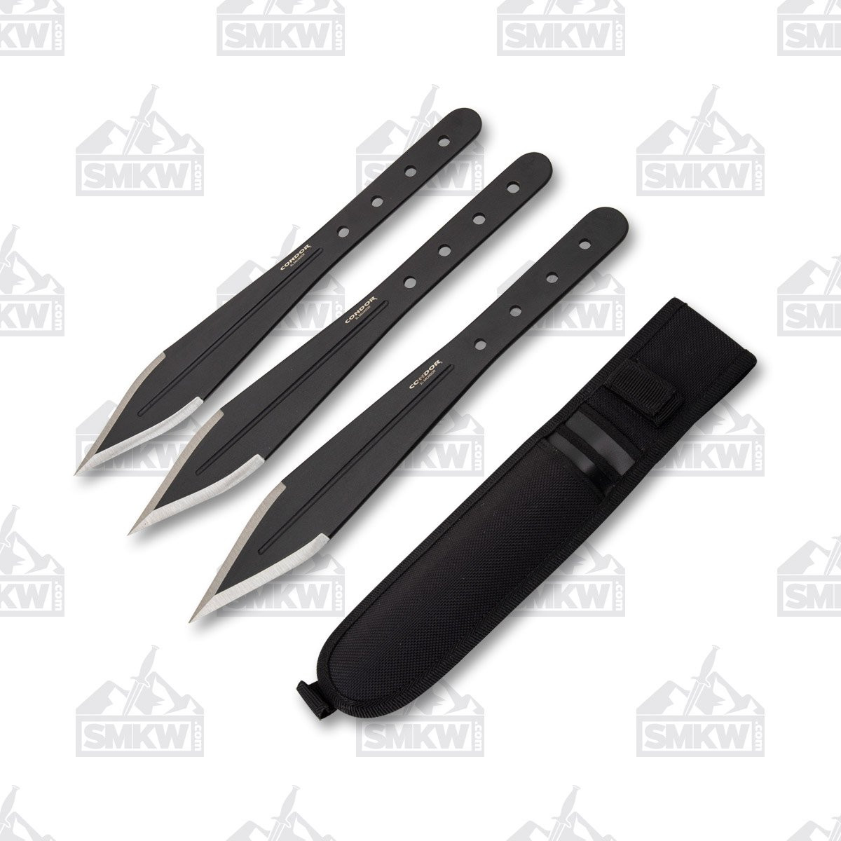 Condor Dismissal Thrower Black Fixed Blade Knife Set 7in 1075 HC