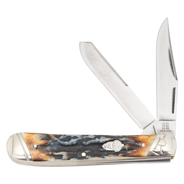 Rough Ryder Cinnamon Bone Stag Trapper Folding Knife | Smoky