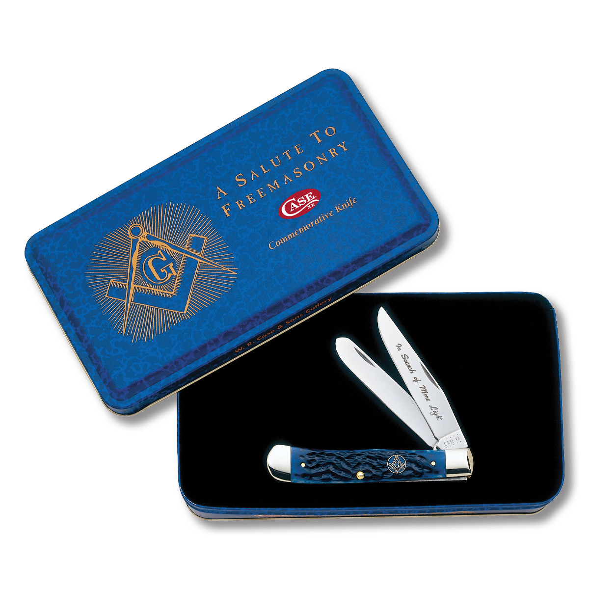 Case XX Knives Trapper Folding Knife 4.13in Plain Blue Jigged Bone