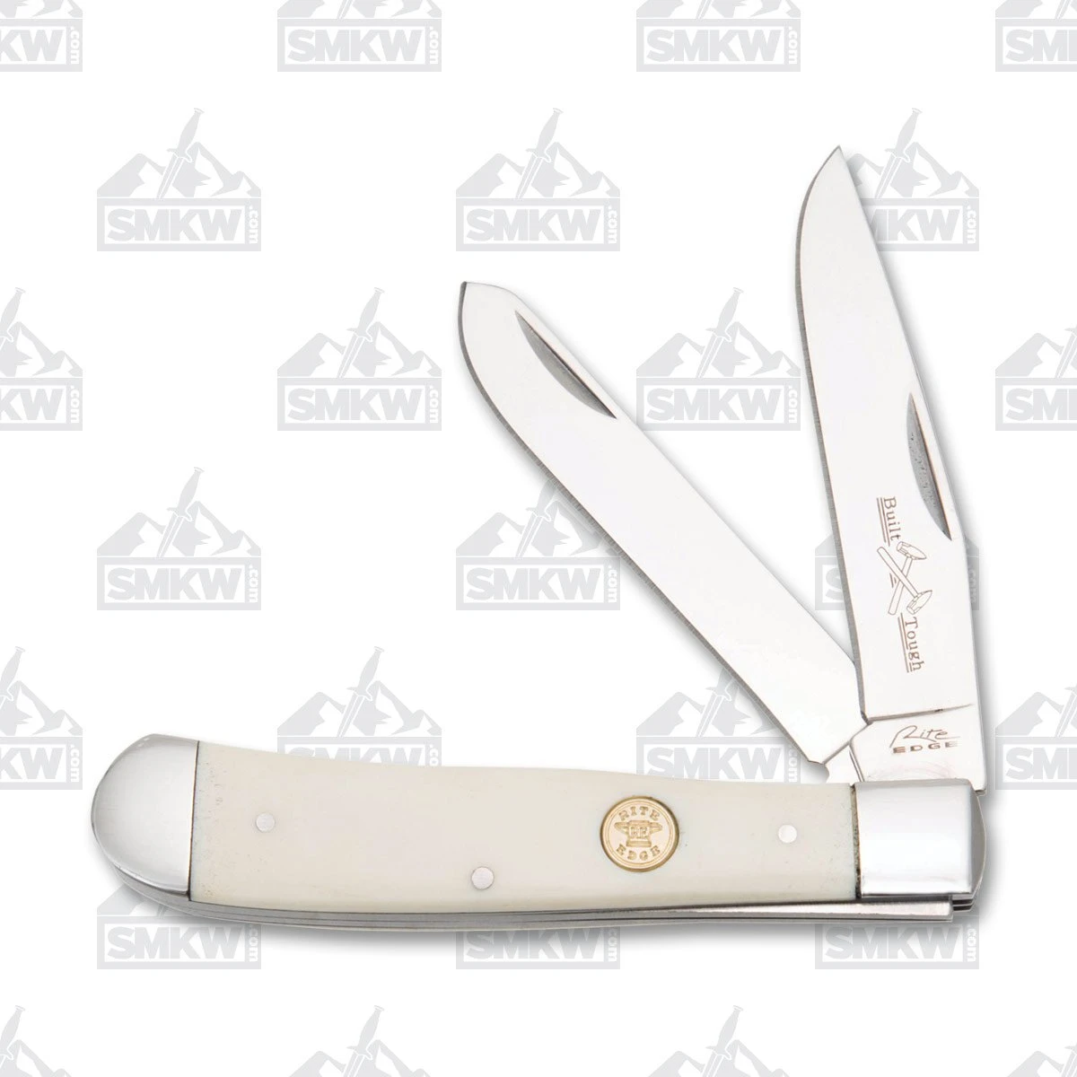 Rite Edge Trapper Folding Knife White Smooth Bone Open