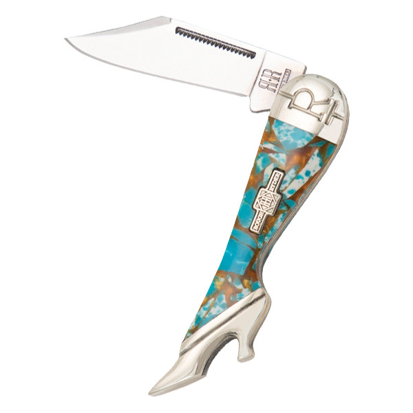 Rough Ryder Turquoise and Amber Small Lady Leg Folding Knife