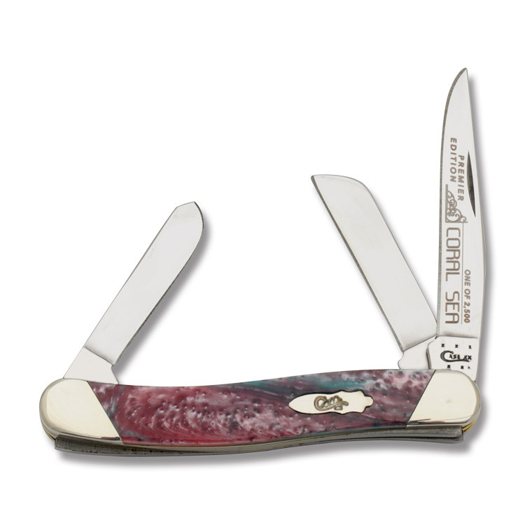 Case XX Slant Bolster Coral Sea Corelon Medium Stockman Folding Knife CAS9318CS