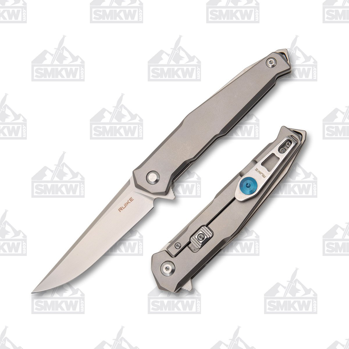 Ruike M108-TZ Folding Knife Titanium 3.46in Bead Blast Drop Point Blade