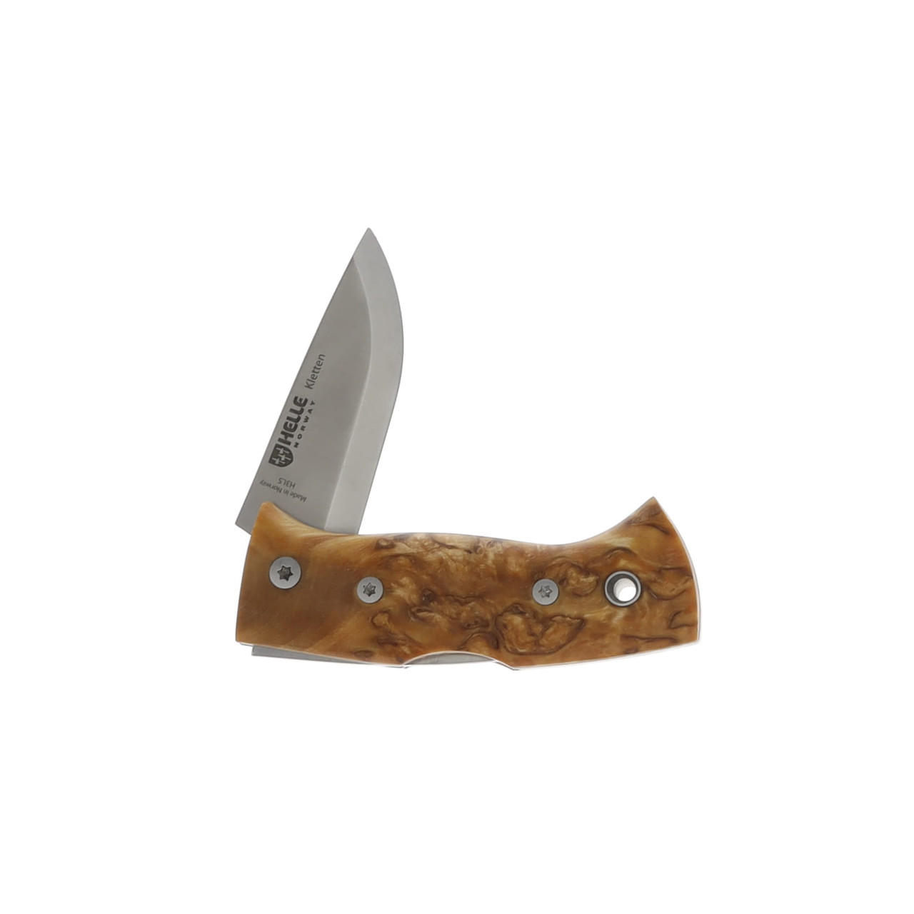 Helle Kletten Lockback Folding Knife Scandi Grind/Curly Birch