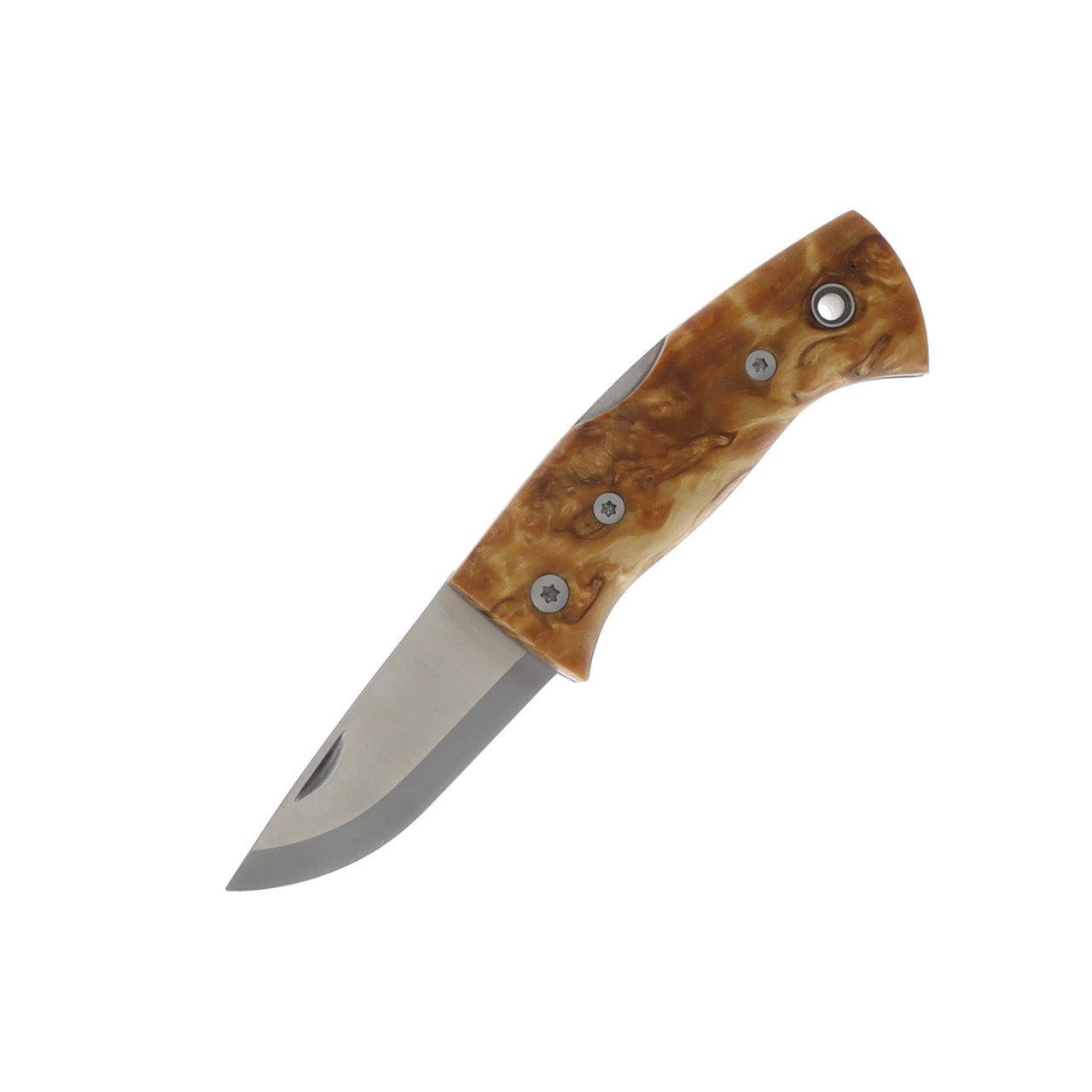 Helle Kletten Lockback Folding Knife Scandi Grind/Curly Birch