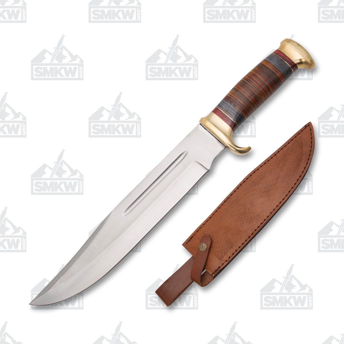 SZCO Supplies Big Bad Bowie Stacked Leather 11in Plain Satin Blade