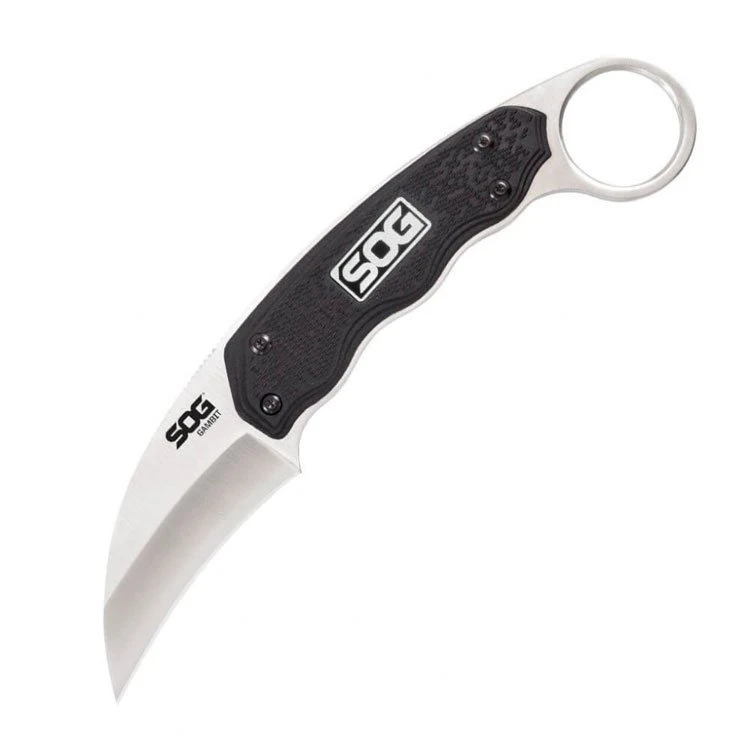 SOG Gambit Fixed Blade Black 2.58in Satin Plain Sheepsfoot
