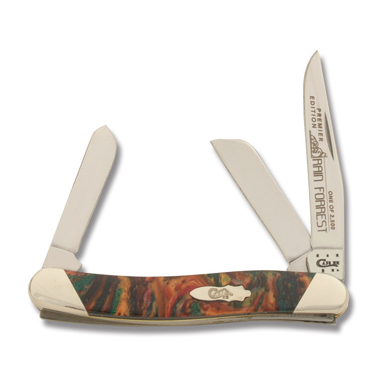Case XX Slant Bolster Rain Forest Corelon Medium Stockman Folding Knife CAS9318RF