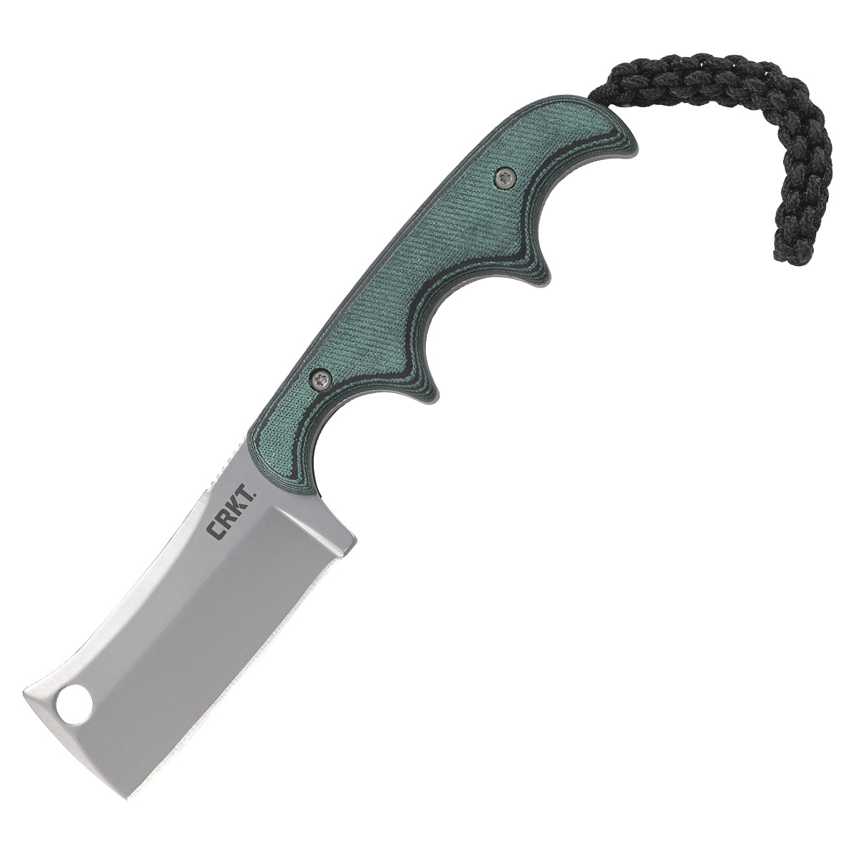 CRKT Minimalist Fixed Blade Neck Knife Green G10 2.13in Stonewash Cleaver CR2383