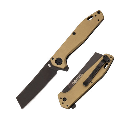 Gerber Fastball Cleaver Folding Knife Coyote Brown 3in Black Blade
