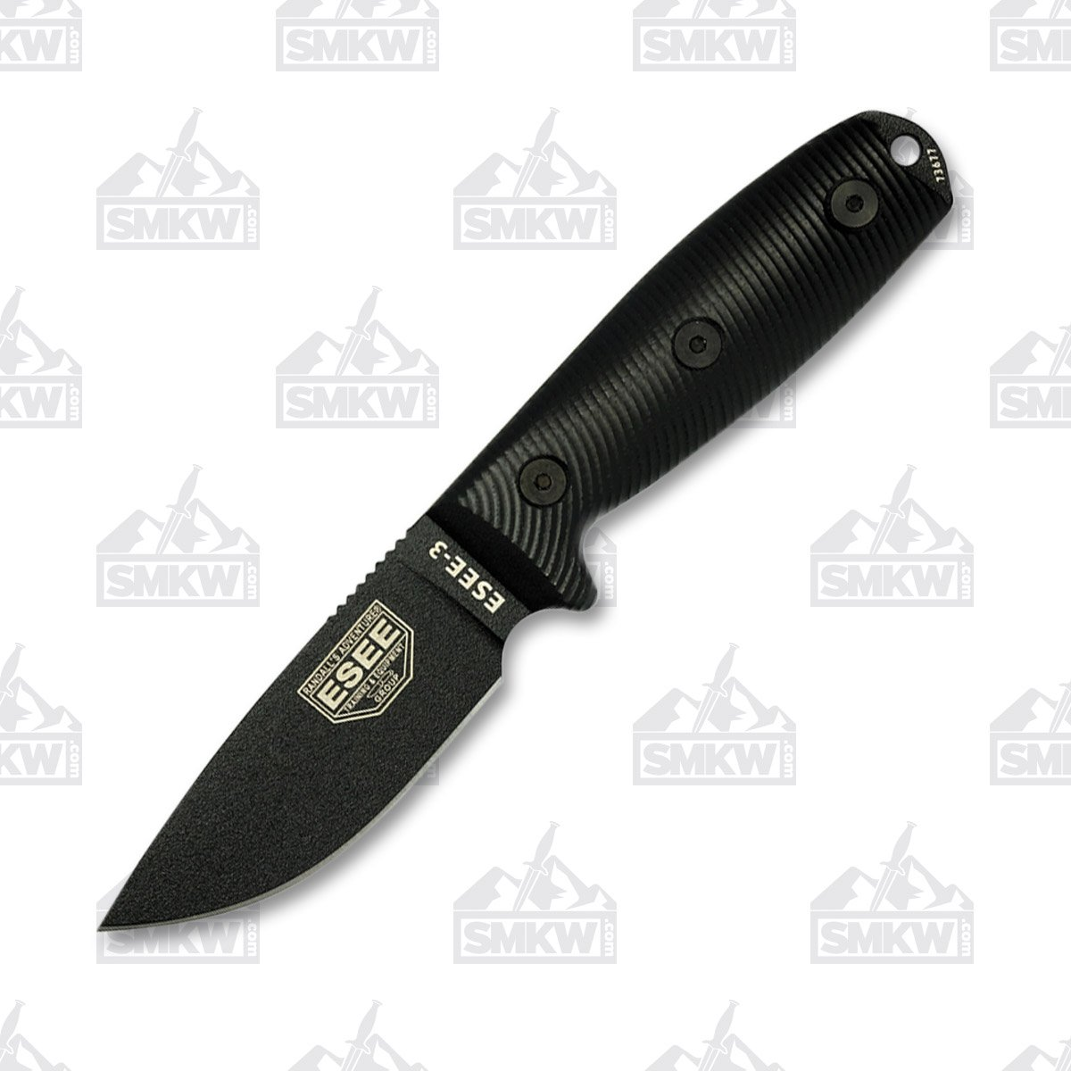 ESEE 3 Fixed Blade 3D G10 3.88in Black Powder Coated Drop Point