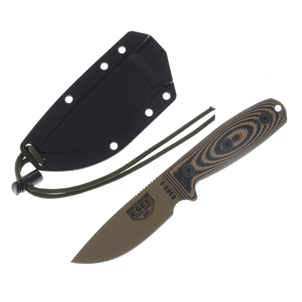 ESEE 3 Fixed Blade Coyote and Black 3D G10 3.88in Plain Dark Earth ESEE3PMDE005