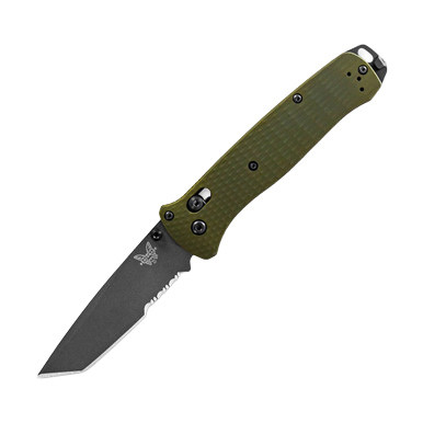 Benchmade Bailout Woodland Green 3.38in Partially Serrated Gray Tanto