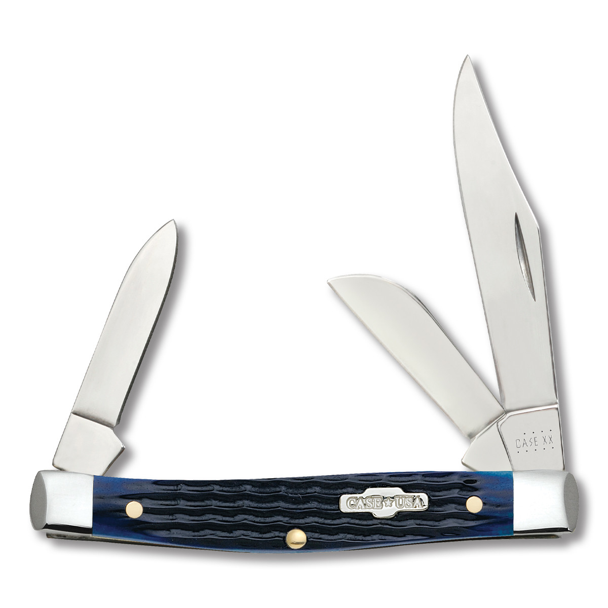 Case Navy Blue Rogers Jigged Bone Medium Stockman Folding Knife
