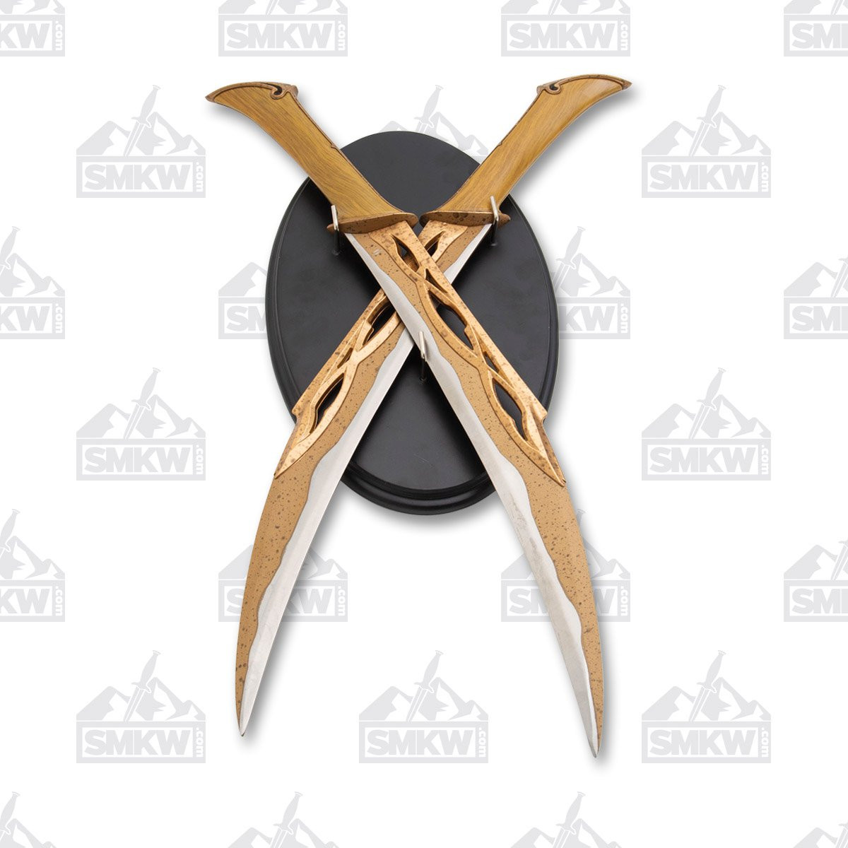 19in Fantasy Dual Stainless Steel Replica Daggers With Wooden Plaque NTFS20