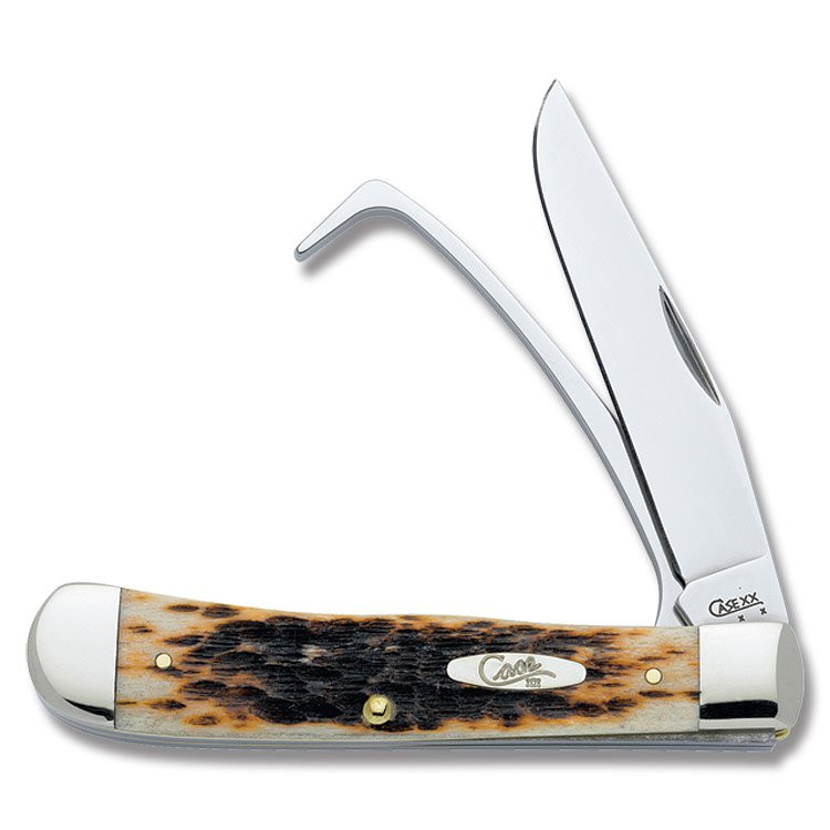 Case Amber Jigged Bone Equestrian Knife CA144