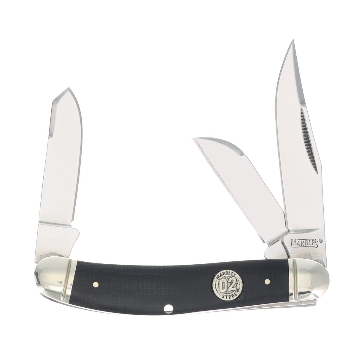 Marbles D2 Black Canvas Micarta Folding Knife Sowbelly