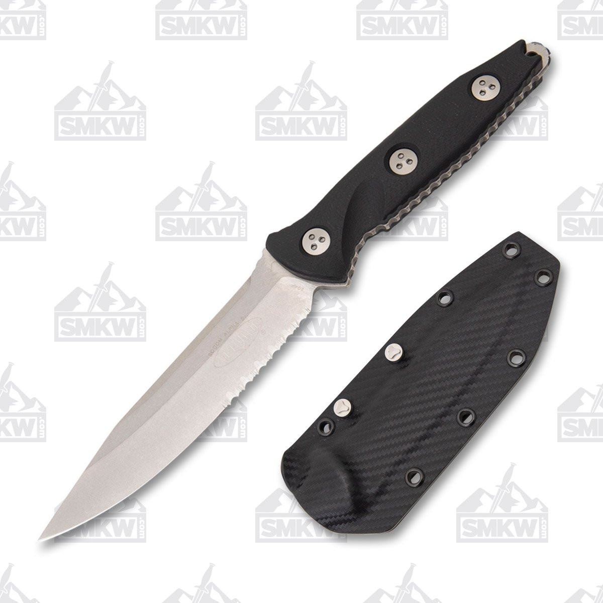 Microtech SOCOM Alpha Fixed Blade Knife Black G10 Stonewashed PS Clip Point