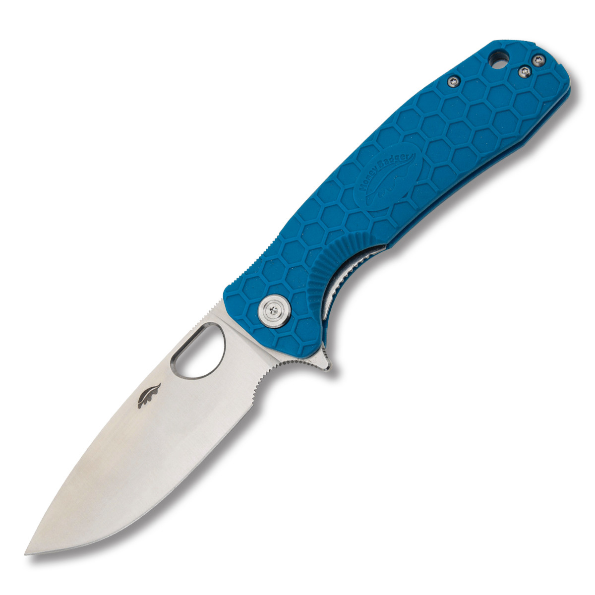 Honey Badger Large Flipper Knife Blue Plain Edge Satin Drop Point