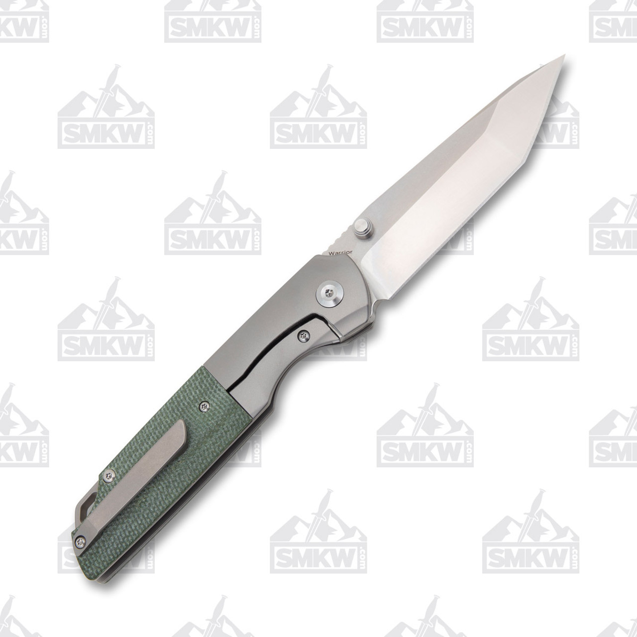 Kansept Warrior Titanium Green Micarta Tanto Folding Knife - Smoky 