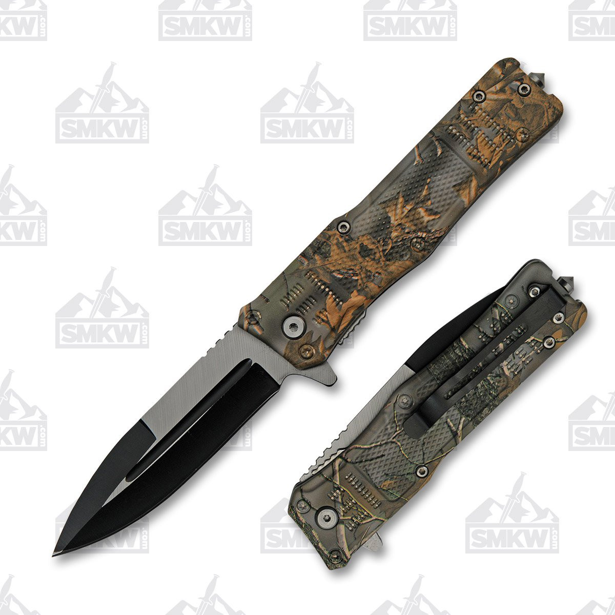 SZCO Supplies 4.75in Camo Folding Knife - Two-Tone Spear Point Blade
