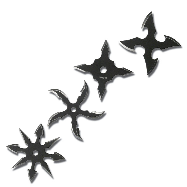 Four Piece Two-Tone Assorted Throwing Stars DBRC1074B